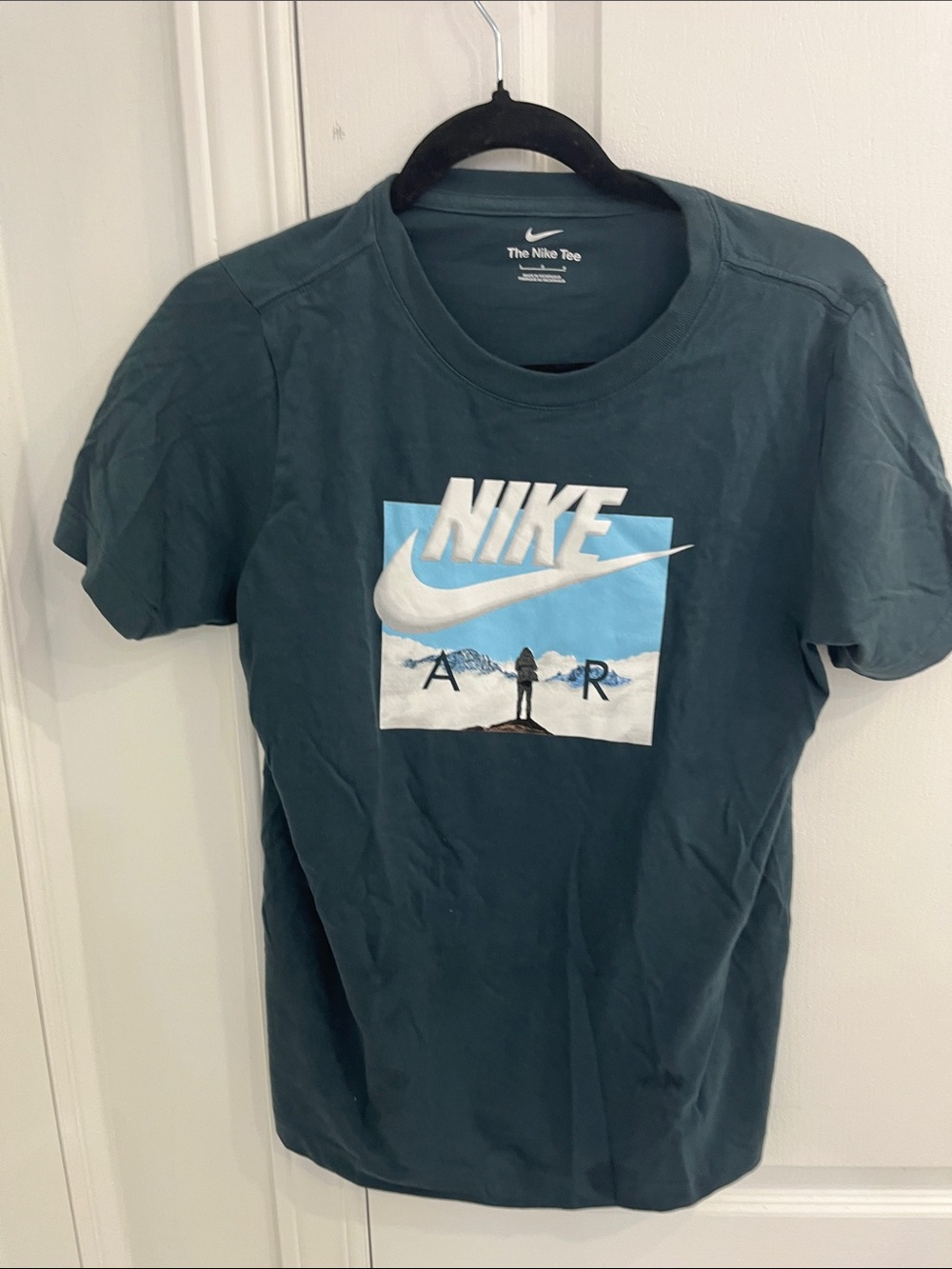 Nike Dark Teal Graphic Air T‑Shirt with Sky Blue Panel